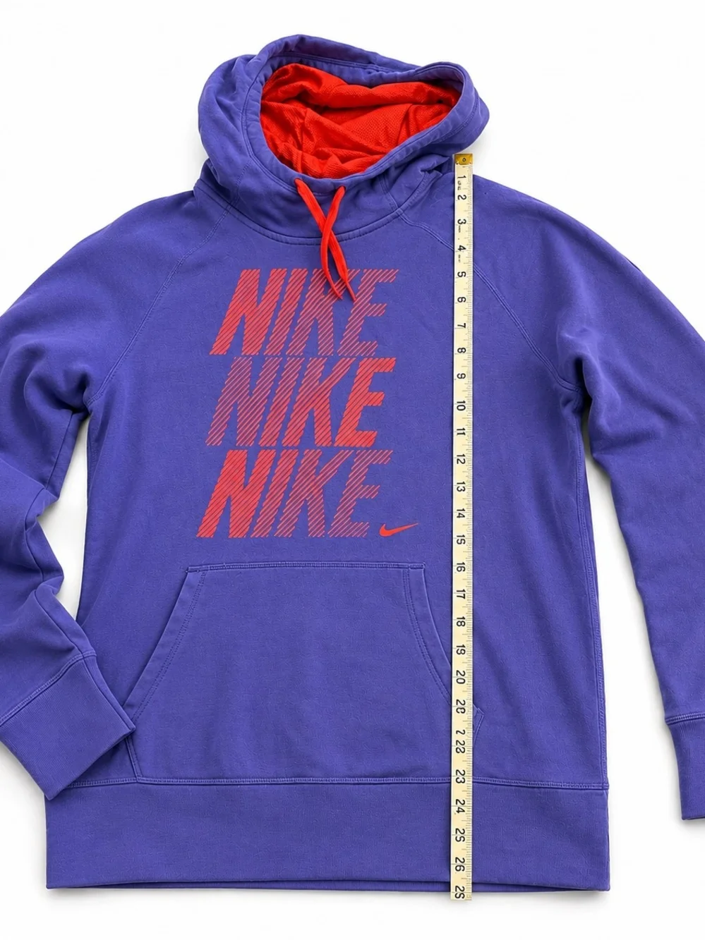 Nike Purple Hoodie with Red Logo and Lined Hood